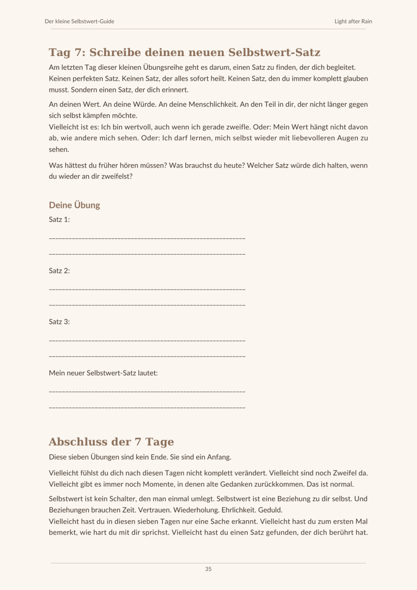 Der kleine Selbstwert Guide - Light After Rain