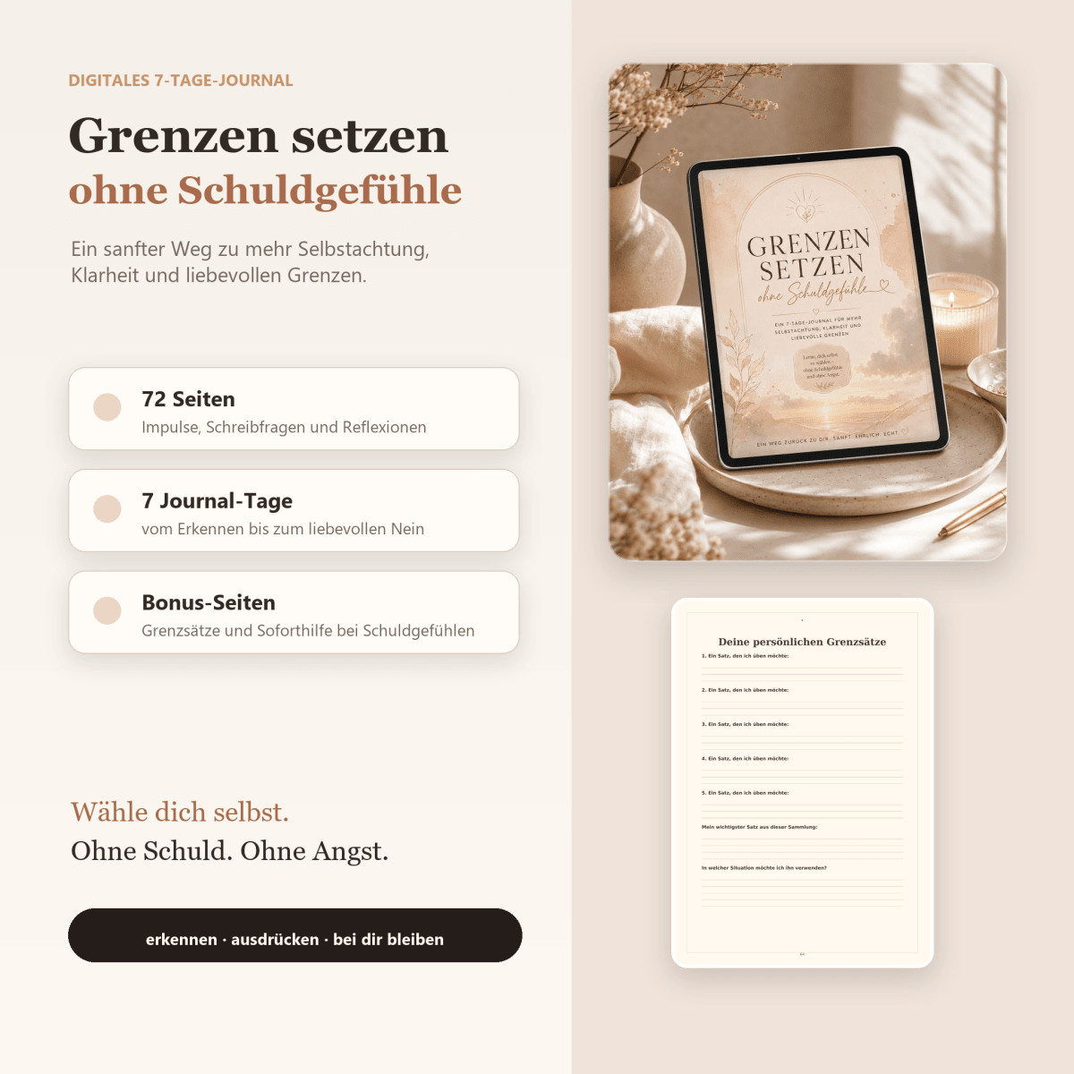 Inhalte des Journals für Selbstachtung, Klarheit und liebevolle Grenzen